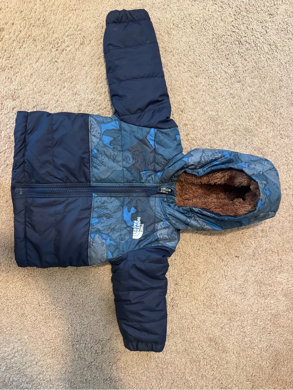 The North Face Infant Navy Blue Hooded Puffer Jacket